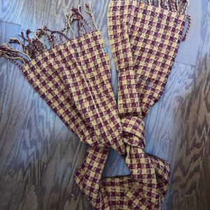 Warm gold and burgundy scarf